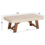 Τραπεζι Μεσης Fiber Cement & Ξυλο Ακακιας Maeve HM6595.02 Μπεζ 130x70x46υεκ. - Image 2