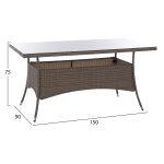 Τραπεζι Μεταλλικο Minsk Rattan Γκρι HM5507.01 150x90x75υ Εκ. - Image 2