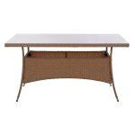 Τραπεζι Μεταλλικο Minsk Rattan Μπεζ Καφε HM5507.02 150x90x75 Εκ. - Image 3
