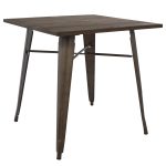 Τραπεζι Μεταλλικο Σε Χρωμα Rusty Και Ξυλο HM0611.04 80x80x76εκ
