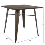 Τραπεζι Μεταλλικο Σε Χρωμα Rusty Και Ξυλο HM0611.04 80x80x76εκ - Image 2