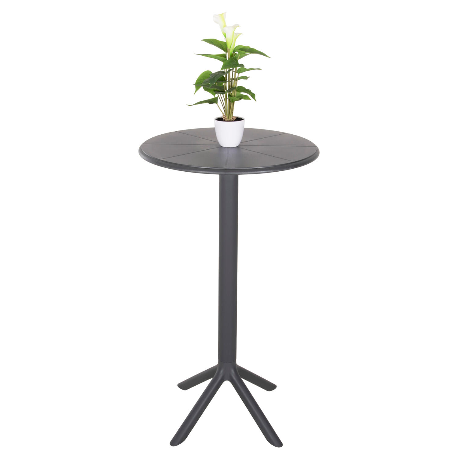 trapezi-mpar-stroggylo-fb9612620-polypro Τραπεζι Μπαρ Στρογγυλο Terrin HM6126.20 Πολυπροπυλενιο Γκρι φ60x106υεκ. - Image 1
