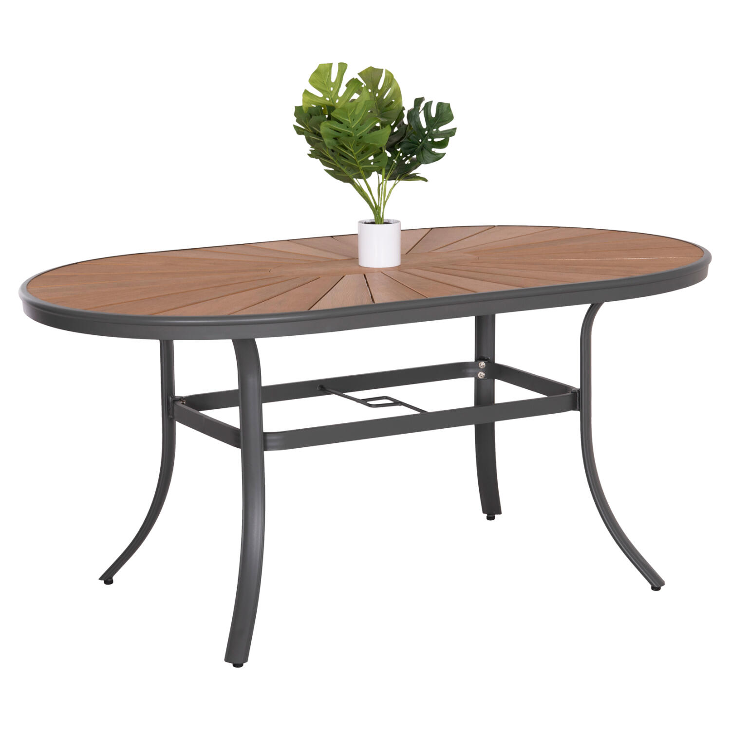 trapezi-obal-exchoroy-fb9628801-aloymini Τραπεζι Οβαλ Εξ.χωρου Telamo HM6288.01 Αλουμινιο Ανθρακι-Polywood Φυσικο 160x90x73,5υεκ - Image 1