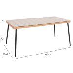 Τραπεζι Ορθογωνιο Allegra HM5538.11 Μεταλ.μαυρο-P.e. Rattan Φυσικο 159,5x89,5x72υεκ. - Image 2