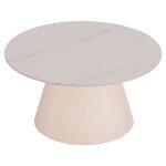 Τραπεζι Σαλονιου Duncan HM18022.02 Κεραμικο Top-Mdf Βαση-Κρεμ Λευκο φ80x41υεκ. - Image 4