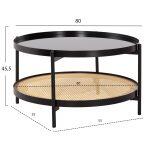 Τραπεζι Σαλονιου Seitz HM18030 Γυαλι Top-Μεταλλο-Rattan Σε Φυσικο φ80x45υεκ. - Image 2