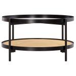 Τραπεζι Σαλονιου Seitz HM18030 Γυαλι Top-Μεταλλο-Rattan Σε Φυσικο φ80x45υεκ. - Image 3