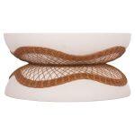 Τραπεζι Σαλονιου Anna HM18157.02 Fiber Cement Λευκο-Φυσικο rattan--φ92x44.5υεκ - Image 3
