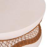 Τραπεζι Σαλονιου Anna HM18157.02 Fiber Cement Λευκο-Φυσικο rattan--φ92x44.5υεκ - Image 6