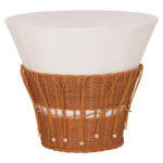 Τραπεζι Σαλονιου Perral HM18164.02L Fiber Cement Λευκο-Φυσικο rattan--φ55x45υεκ