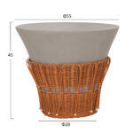 Τραπεζι Σαλονιου Perral HM18164.03L Fiber Cement Γκρι-Φυσικο rattan--φ55x45υεκ - Image 2