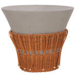 Τραπεζι Σαλονιου Perral HM18164.03L Fiber Cement Γκρι-Φυσικο rattan--φ55x45υεκ