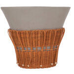 Τραπεζι Σαλονιου Perral HM18164.03L Fiber Cement Γκρι-Φυσικο rattan--φ55x45υεκ - Image 3