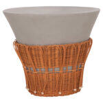 Τραπεζι Σαλονιου Perral HM18164.03L Fiber Cement Γκρι-Φυσικο rattan--φ55x45υεκ - Image 6