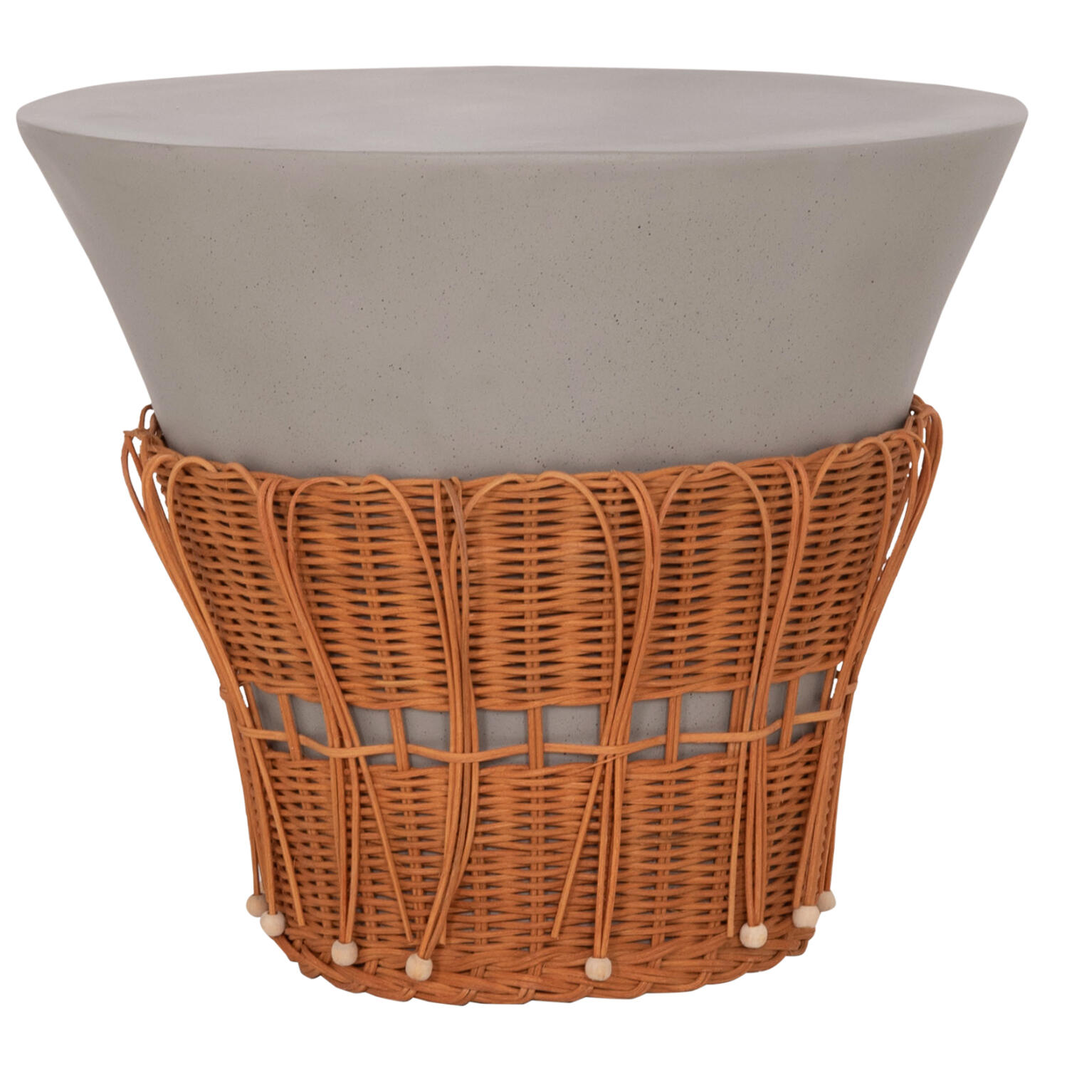 trapezi-salonioy-fb91816403l-fiber-cemen Τραπεζι Σαλονιου Perral HM18164.03L Fiber Cement Γκρι-Φυσικο rattan--φ55x45υεκ - Image 1