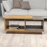 Τραπεζι Σαλονιου Teles HM18181.06 Μελαμινη Σε Φυσικο & Γκρι Μαρμαρο 100x45x42υεκ. - Image 4