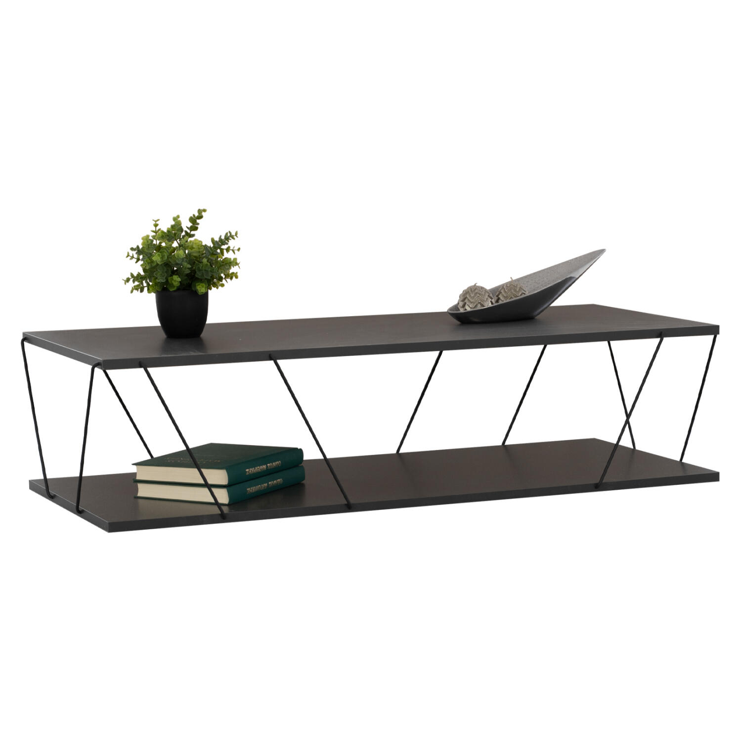 trapezi-salonioy-fb9892720-gkri-me-mayre Τραπεζι Σαλονιου Tars HM8927.20 Γκρι Με Μαυρες Μεταλλικες Βεργες 120χ50χ30yεκ. - Image 1