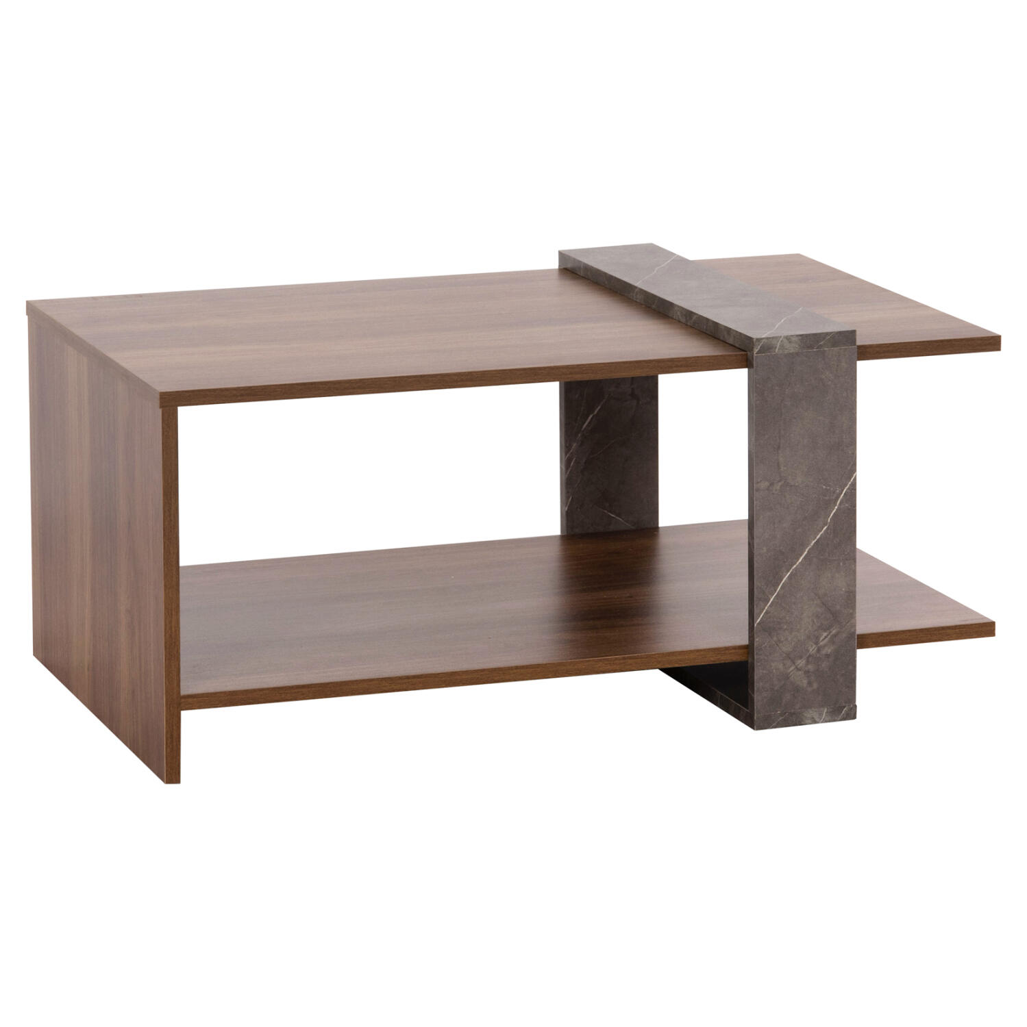 trapezi-salonioy-fb9895013-melamini-se-f Τραπεζι Σαλονιου Wilma HM8950.13 Μελαμινη Σε Καρυδι-Γκρι Πετρα 80χ50χ35υ Εκ. - Image 1