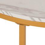 Τραπεζι Σαλονιου HM9420.01 White Marble Μελαμινη-Χρυση Μεταλλικη Βαση φ80x48,5yεκ. - Image 5