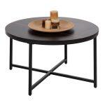 Τραπεζι Σαλονιου HM9420.03 Black Marble Μελαμινη-Μαυρη Μεταλλικη Βαση φ80x48,5yεκ.