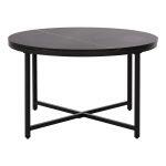 Τραπεζι Σαλονιου HM9420.03 Black Marble Μελαμινη-Μαυρη Μεταλλικη Βαση φ80x48,5yεκ. - Image 3