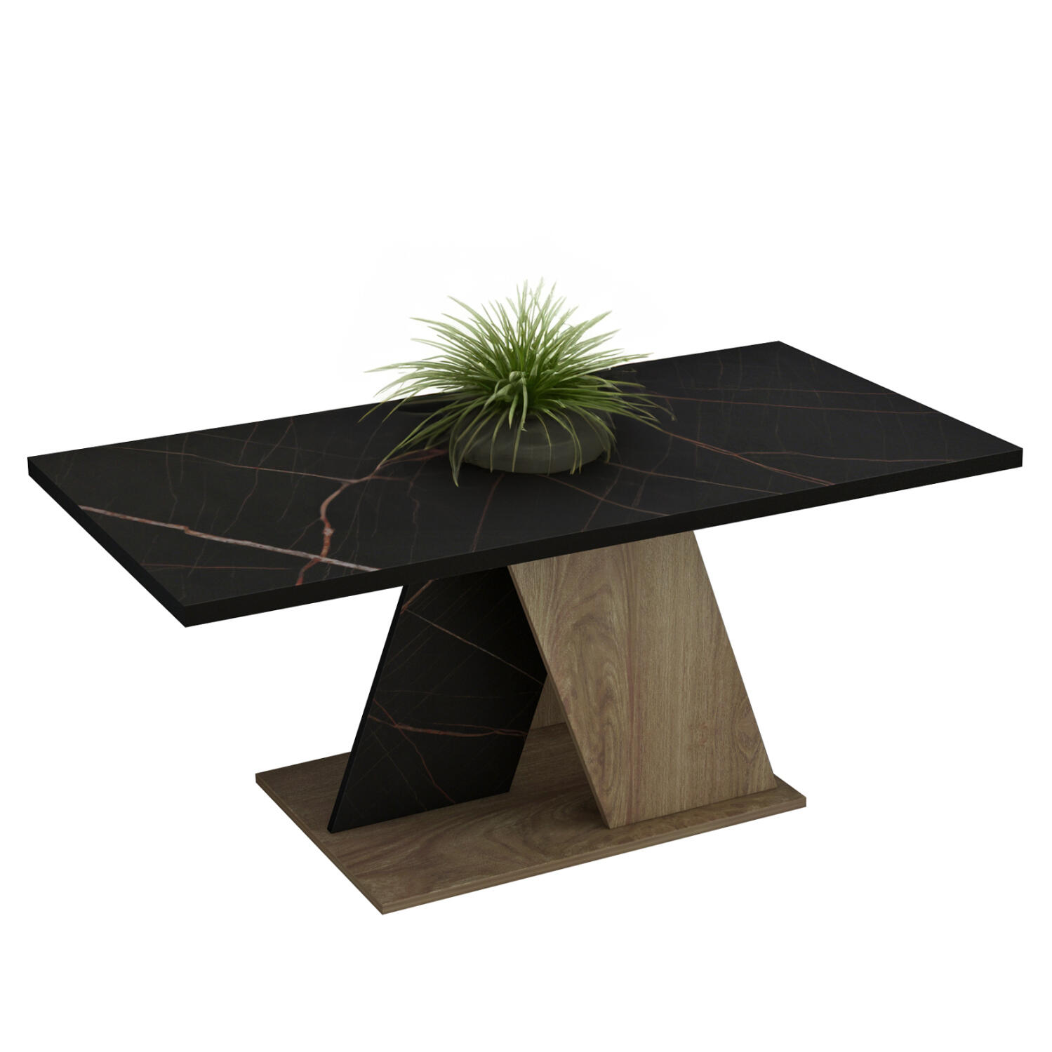 trapezi-salonioy-fb9952803-melamini-se-f Τραπεζι Σαλονιου Dile HM9528.03 Μελαμινη Σε Φυσικο-Μαυρο Μαρμαρο 110x55x47υεκ. - Image 1