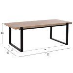 Τραπεζι Σαλονιου Shaben HM9585.03 MDF Sonoma-Μαυρη Μεταλλικη Βαση 120x60x46yεκ. - Image 2