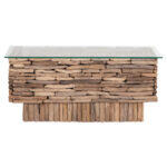 Τραπεζι Σαλονιου Ορθογωνιο Sparrow HM18366 Driftwood--Γυαλι 105x45x47υεκ. - Image 3