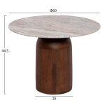 Τραπεζι Σαλονιου Στρογγυλο Maled HM18002 Γκρι Μαρμαρo-Ξυλο Mango φ60x44,5υεκ. - Image 2