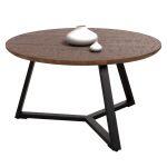 Τραπεζι Σαλονιου Στρογγυλο Rocket HM9586.04 MDF Walnut-Μαυρη Σαγρε Βαση φ80x42υεκ.