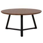 Τραπεζι Σαλονιου Στρογγυλο Rocket HM9586.04 MDF Walnut-Μαυρη Σαγρε Βαση φ80x42υεκ. - Image 3