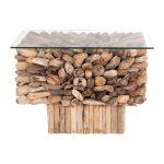 Τραπεζι Σαλονιου Τετραγωνο Sparrow HM9961 Driftwood--Γυαλι 75x75x51υεκ. - Image 3