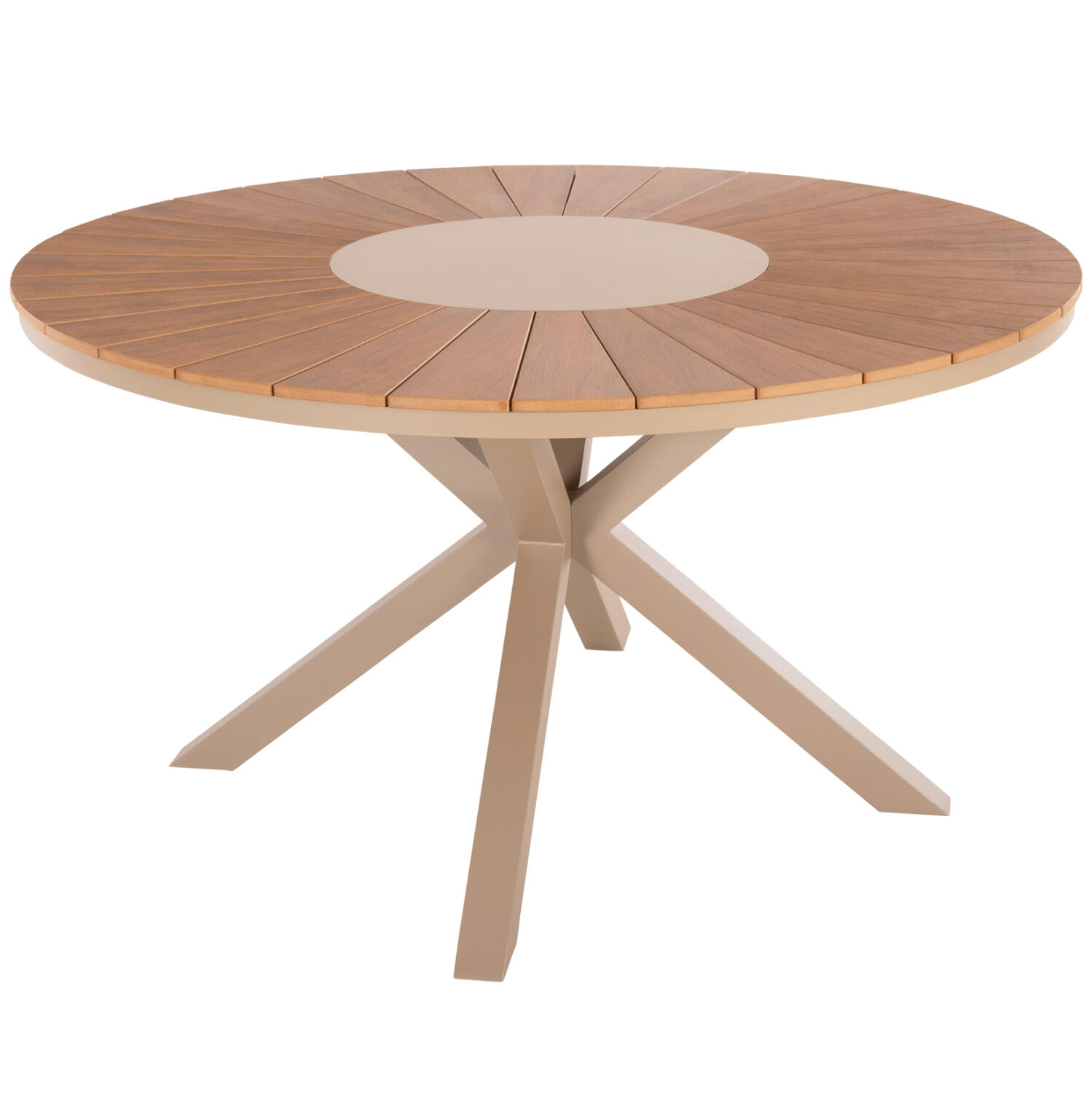 trapezi-stroggylo-exchoroy-fb9604204-alo Τραπεζι Στρογγυλο Εξ.χωρου Moril HM6042.04 Αλουμινιο Σαμπανι-Polywood Φυσικο φ150εκ. - Image 1