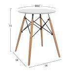 Τραπεζι Minimal Στρογγυλο HM0060.01 Λευκο Χρωμα Mdf-Ποδια Οξιας Φυσικο φ60χ72υεκ. - Image 2