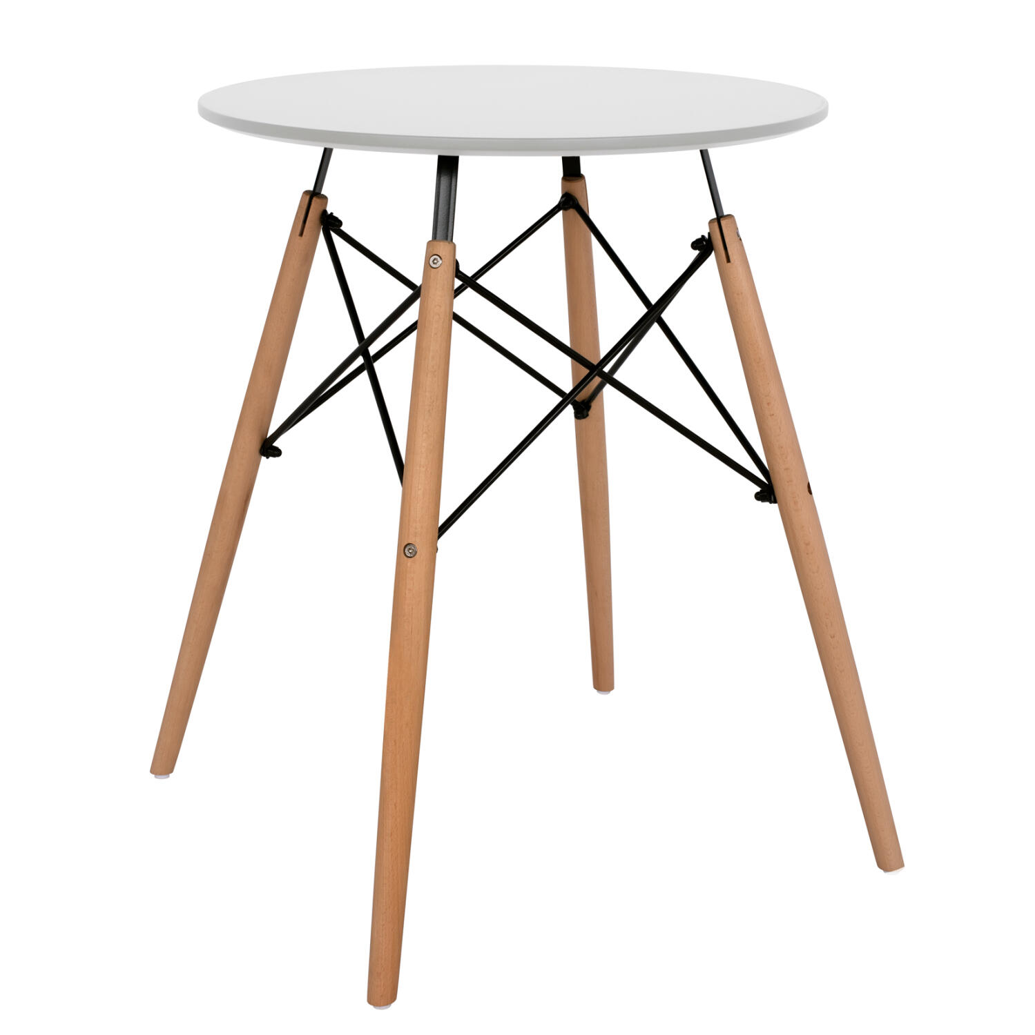 trapezi-stroggylo-fb9006001-leyko-chroma Τραπεζι Minimal Στρογγυλο HM0060.01 Λευκο Χρωμα Mdf-Ποδια Οξιας Φυσικο φ60χ72υεκ. - Image 1