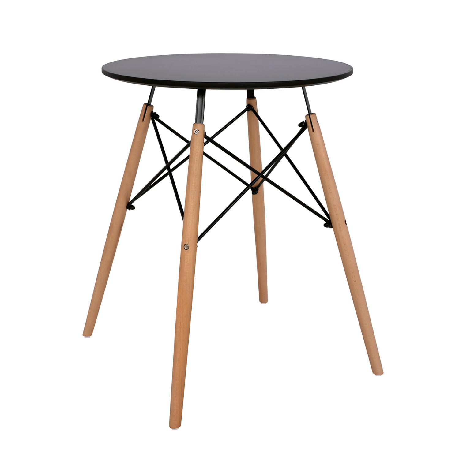 trapezi-stroggylo-fb9006002-mayro-chroma Τραπεζι Minimal Στρογγυλο HM0060.02 Μαυρο Χρωμα Mdf-Ποδια Οξιας Φυσικο φ60χ72υεκ. - Image 1