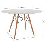 Τραπεζι Minimal Στρογγυλο HM8454.01 MDF Σε Λευκο-Ποδια Οξιας Σε Φυσικο φ120χ75υεκ. - Image 2
