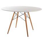 Τραπεζι Minimal Στρογγυλο HM8454.01 MDF Σε Λευκο-Ποδια Οξιας Σε Φυσικο φ120χ75υεκ. - Image 4