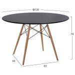 Τραπεζι Minimal Στρογγυλο HM8454.02 MDF Σε Μαυρο-Ποδια Οξιας Σε Φυσικο φ120χ74υεκ. - Image 2