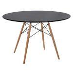 Τραπεζι Minimal Στρογγυλο HM8454.02 MDF Σε Μαυρο-Ποδια Οξιας Σε Φυσικο φ120χ74υεκ.