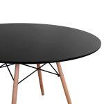 Τραπεζι Minimal Στρογγυλο HM8454.02 MDF Σε Μαυρο-Ποδια Οξιας Σε Φυσικο φ120χ74υεκ. - Image 4