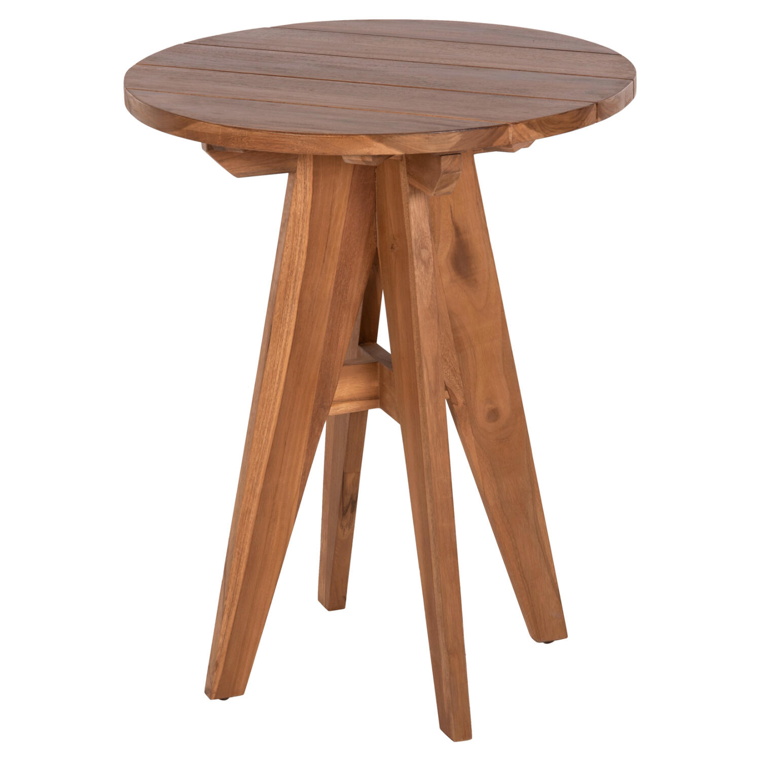 trapezi-stroggylo-fb9985911-masif-xylo-t Τραπεζι Στρογγυλο Leo HM9859.11 Μασιφ Ξυλο Τεακ Σε Φυσικο φ60x75υεκ. - Image 1
