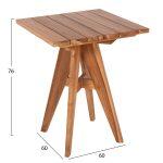 Τραπεζι Τετραγωνο Leo HM9860.11 Μασιφ Ξυλο Τεακ 60x60x75υεκ. - Image 2