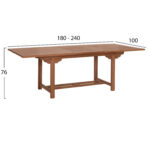 Tραπεζι Τραπεζαριας Ανοιγομενο Crander HM6376 Ξυλο Teak Σε Φυσικο 180-240x100x76υεκ - Image 2