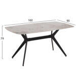 Τραπεζι Τραπεζαριας Aika HM18421 Κεραμικο Top Σε Λευκο/Χρυσο Μαρμαρο 160x90x79υεκ - Image 2