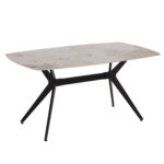 Τραπεζι Τραπεζαριας Aika HM18421 Κεραμικο Top Σε Λευκο/Χρυσο Μαρμαρο 160x90x79υεκ