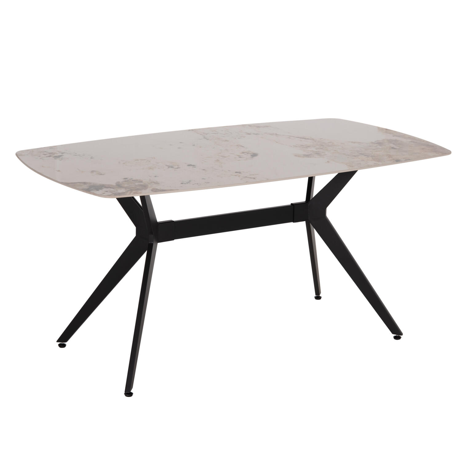 trapezi-trapezarias-fb918421-keramiko-to Τραπεζι Τραπεζαριας Aika HM18421 Κεραμικο Top Σε Λευκο/Χρυσο Μαρμαρο 160x90x79υεκ - Image 1