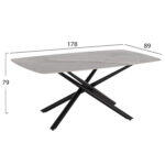Τραπεζι Τραπεζαριας Iska HM18423 Κεραμικο Top Σε Λευκο/Καφε Μαρμαρο 178x89x79υεκ - Image 2