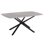 Τραπεζι Τραπεζαριας Iska HM18423 Κεραμικο Top Σε Λευκο/Καφε Μαρμαρο 178x89x79υεκ