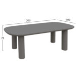 Τραπεζι Τραπεζαριας Fiber Cement Kiora HM6597.01 Γκρι 200x100x76υεκ - Image 2